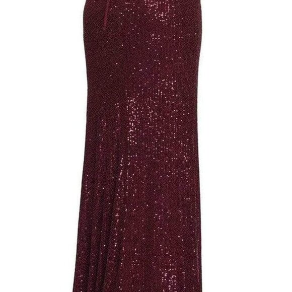 NWT La Femme 29438SC Sequin Prom Dress Burgundy Size 4 - Picture 4 of 7